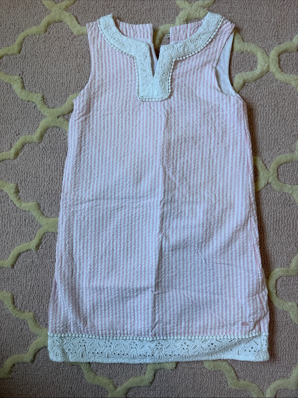Vineyard Vines Pink and White seersucker Striped Girls' Sleeveless Tank Dress